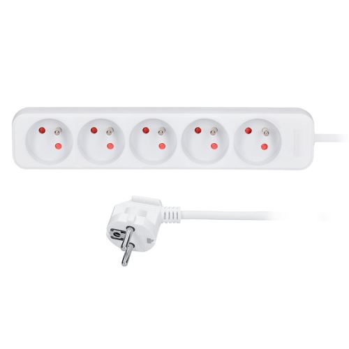 Solight prodlužovací přívod, 5 zásuvek, bílý, 3m - PP42_1
