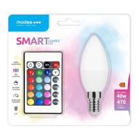 Modee LED žárovka E14 svíčka RGB+4000K 4,9W/40W 470lm + dálk.ovl. MSL-C4,9WE14RGB-R