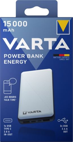 Záložní zdroj energie VARTA Power Bank ENERGY 150000mA  57977powerbank VARTA 15000mA 2xU