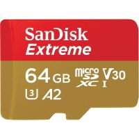 Paměťová karta SanDisk Extreme microSDXC 64GB pro akční kamery + SD Adapter 170MB/s &amp; 80MB/s, A2 C10 V30 UHS-I U3