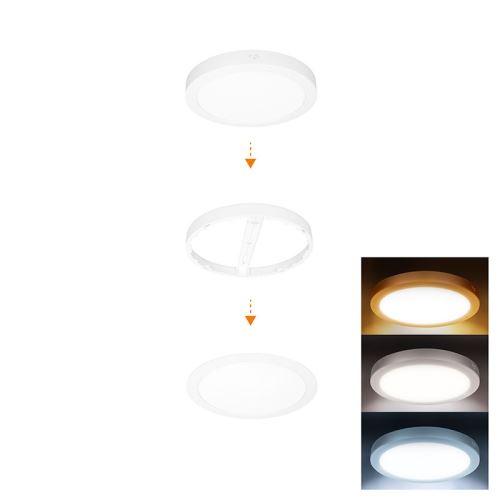 Solight LED mini panel koupelnový 2v1, 3CCT, podhledový/přisazený, 18W, 1530lm, IP54, bí