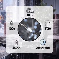 Solight vánoční řetěz stříbrný, 100x mini LED, 10m, 3 x AA, studené světlo - 1V54-W_7 (6)