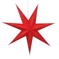 Solight LED vánoční hvězda červená, závěsná, 60cm, 20x LED, 2x AA - 1V263
