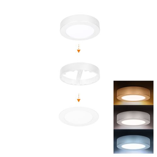Solight LED mini panel koupelnový 2v1, 3CCT, podhledový/přisazený, 12W, 1020lm, IP54, bí