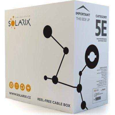 SOLARIX kabel UTP venkovní, drát, černý, Cat5e, 305m (1)