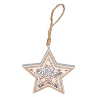 Solight LED vánoční hvězda, dřevěný dekor, 6LED, teplá bílá, 2x AAA - 1V45-Sván.HVĚZDA (1)