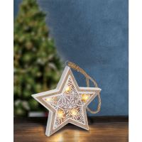 Solight LED vánoční hvězda, dřevěný dekor, 6LED, teplá bílá, 2x AAA - 1V45-Sván.HVĚZDA (3)