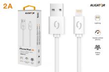 Datový kabel ALIGATOR 2A iPhone lightning 1m, bílý_3 (2)