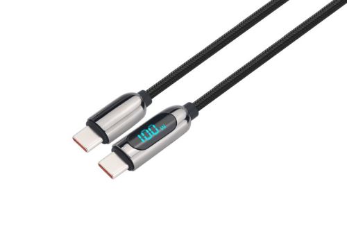 Solight USB-C kabel s displejem, USB-C konektor - USB-C konektor, 100W, 2m - SSC1802_1