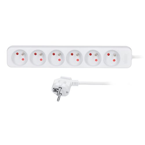 Solight prodlužovací přívod, 6 zásuvek, bílý, 3m - PP62_1