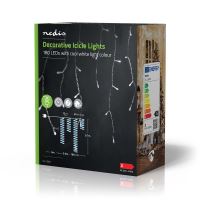 LED venkovní vánoční řetěz - závěs - rampouchy 180 LED, 7 funkcí, časovač, IP44, stud (10)