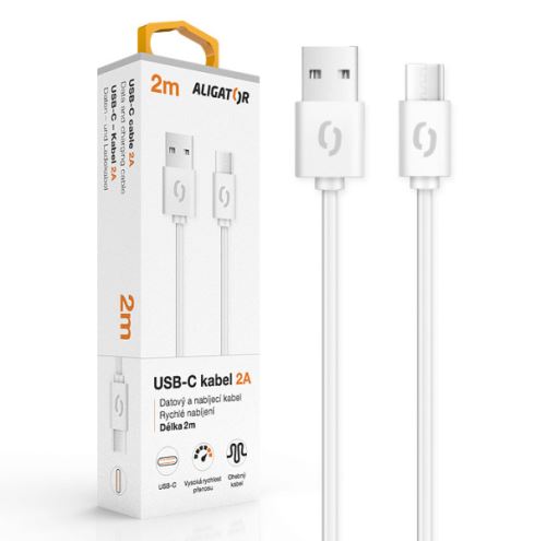 Datový kabel ALIGATOR 2A USB-C 2m, bílý_1