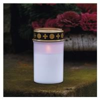 LED hřbitovní svíčka, 12,5 cm, 2x C, venkovní i vnitřní, vintage, časovač, bílá  DCCV2 (6)