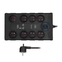 Přepěťová ochrana Solight, 8zás. USB A+C, 2m, černá, 370J  PO80