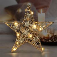 Solight vánoční hvězda glitter, zlatá, kovová, 14x LED, 2x AA - 1V240ván.HVĚZDA 14LED  (5)
