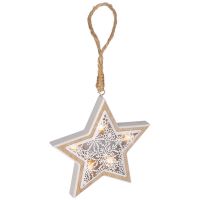 Solight LED vánoční hvězda, dřevěný dekor, 6LED, teplá bílá, 2x AAA - 1V45-Sván.HVĚZDA (2)