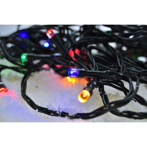 Solight LED venkovní vánoční řetěz, 50 LED, 5m, přívod 3m, 8 funkcí, časovač, IP44, více