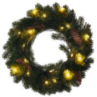 Solight vánoční věnec, průměr 40cm, 15x LED, IP44, 3x AA, časovač - 1V239ván.VĚNEC 15LED