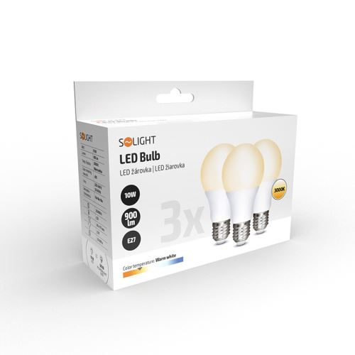 ECOLUX LED žárovka 3-pack, klasický tvar, 10W, E27, 3000K, 270°, 790lm, 3ks v balení_2