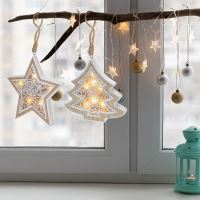 Solight LED vánoční hvězda, dřevěný dekor, 6LED, teplá bílá, 2x AAA - 1V45-Sván.HVĚZDA (5)