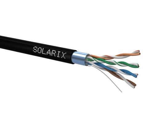 Kabel FTP Cat.5e PE drát venkovní černá 305m/box Solarix