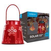 Svítidlo solární ML-LT008R LED závesné, Květina, červené