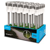 Svítidlo solární ML-GS003 LED zahradní zápich 31cm, nerez - stříbrné