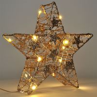 Solight vánoční hvězda glitter, zlatá, kovová, 14x LED, 2x AA - 1V240ván.HVĚZDA 14LED  (4)
