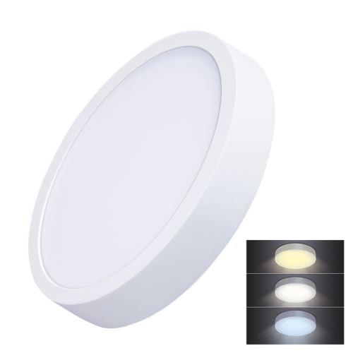 Solight LED mini panel CCT, přisazený, 24W, 1800lm, 3000K, 4000K, 6000K, kulatý - WD174_