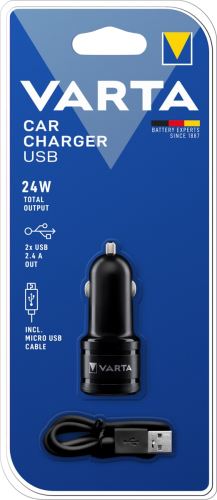 USB nabíjecí autoadaptér, 2x USB, 4800mA max., DC 12V, černýautoad.12V/2xUSB-A 4,8A max.