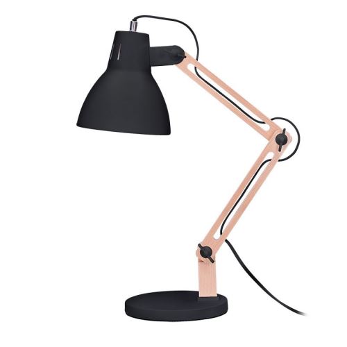 Solight stolní lampa Falun, E27, černá - WO57-Bsvít.stolní.FALUN č.25W E27 s dřev.rameny