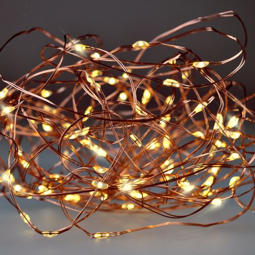 Solight vánoční řetěz měděný, 50x mini LED, 5m, 3 x AA, teplé světlo - 1V56-WW_1