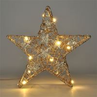 Solight vánoční hvězda glitter, zlatá, kovová, 14x LED, 2x AA - 1V240ván.HVĚZDA 14LED  (1)