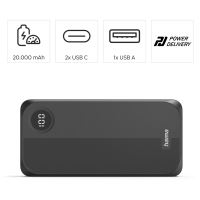 Záložní zdroj energie HAMA Power Bank 20000mA + LED displej (3)
