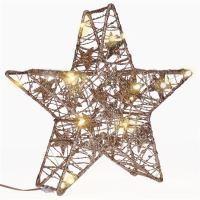 Solight vánoční hvězda glitter, zlatá, kovová, 14x LED, 2x AA - 1V240