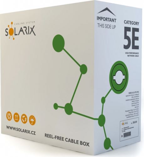 SOLARIX kabel UTP drát, Cat5e, šedý, 305m (1)