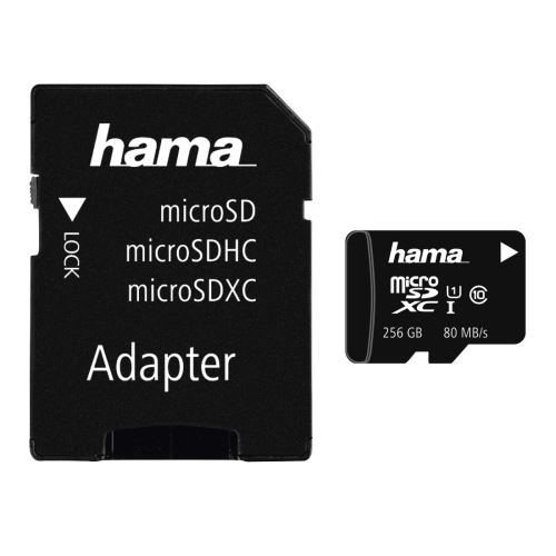 Paměťová karta Hama microSDXC 256 GB Class 10 UHS-I 80 MB/s + Adapter/Mobile  124171