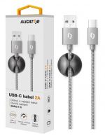 Datový kabel ALIGATOR PREMIUM 2A, USB-C, 1m, šedý