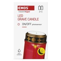 LED hřbitovní svíčka, 12,5 cm, 2x C, venkovní i vnitřní, vintage, soumrak.čidlo, červe (9) (9)