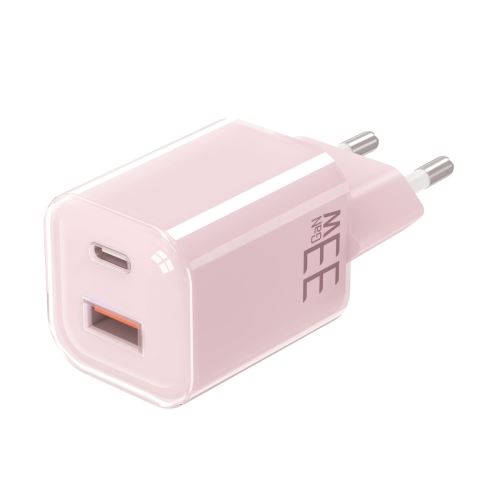 Solight 33W GaN fast charge USB-A + USB-C adaptér, růžový - DC75P_1